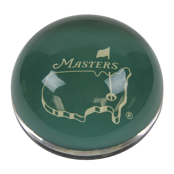 2021 Masters Tournament Logo Round Glass Top Paperweight In Original Box