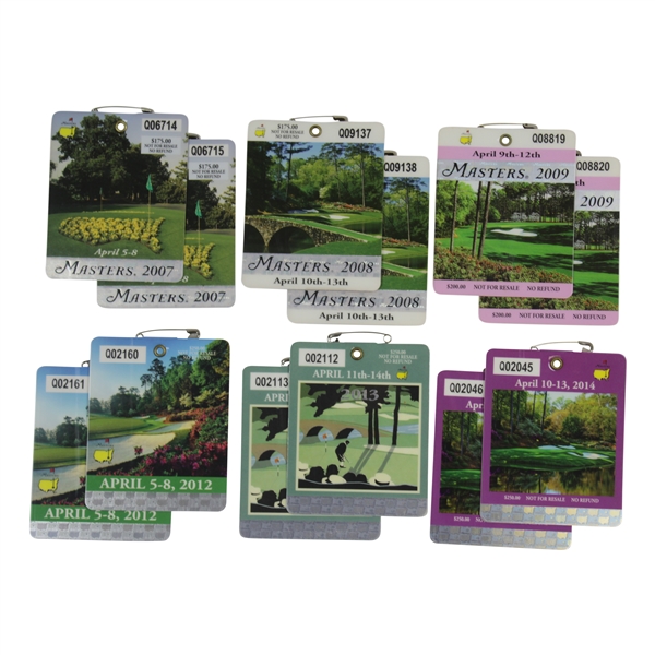 2007-2009 & 2012-2014 Pairs of Masters Series Badges with Sequential Numbers