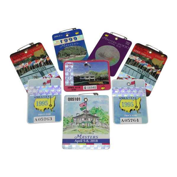 1995 & 2003 Masters Series Badges with Sequential Numbers Plus 1998-2000 & 2018 Badges