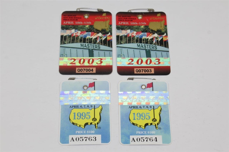 1995 & 2003 Masters Series Badges with Sequential Numbers Plus 1998-2000 & 2018 Badges