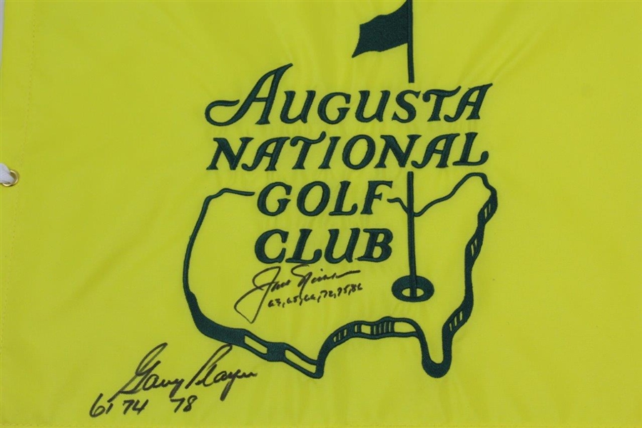 Jack Nicklaus & Gary Player Signed Augusta National GC Members Embroidered Flag - Wow JSA ALOA