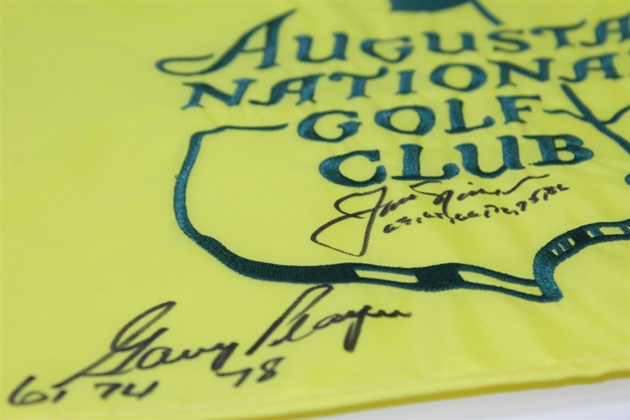 Jack Nicklaus & Gary Player Signed Augusta National GC Members Embroidered Flag - Wow JSA ALOA