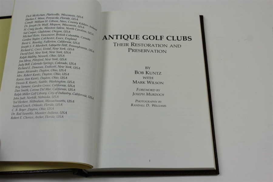 Antique Golf Clubs: Their Restoration & Preservation' Book Signed b authorsy Bob Kuntz & Mark Wilson JSA ALOA