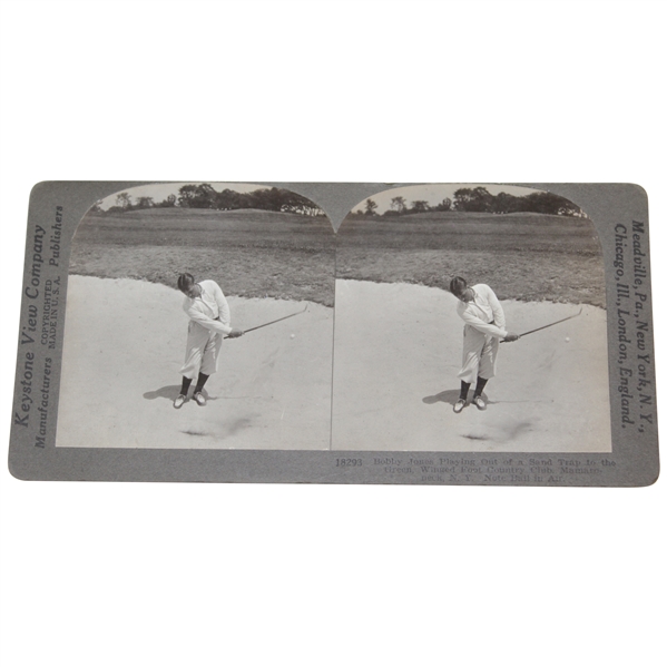 Duplicate Photo Of Bobby Jones Playing From A Bunker - Keystone Stereo View Co. Card