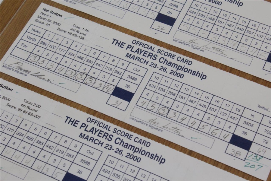 Hal Sutton's 2000 The Players Championship Winning Scorecards - Be The Right Club over Tiger