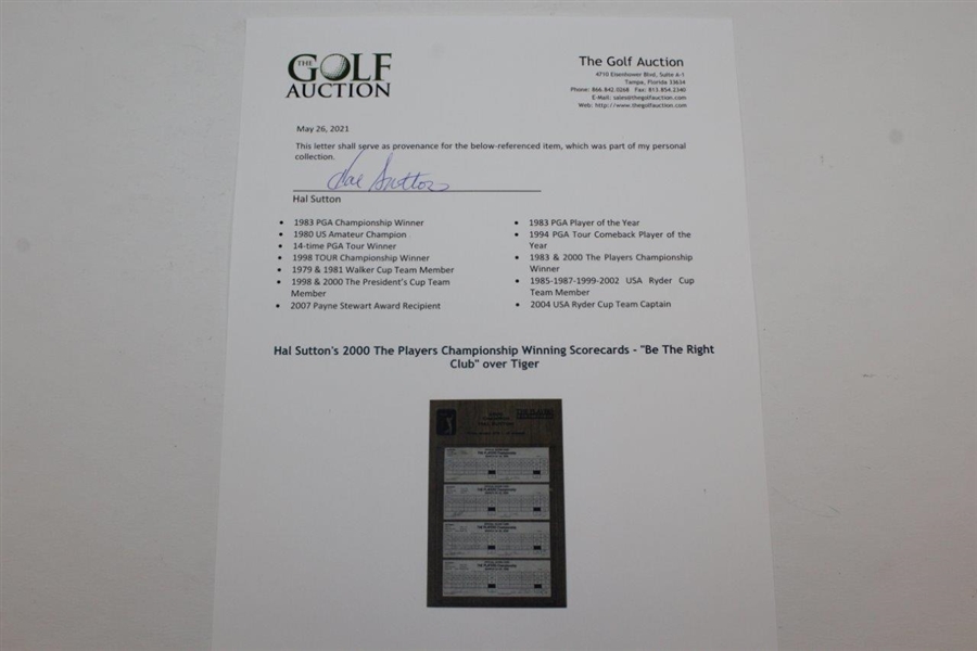 Hal Sutton's 2000 The Players Championship Winning Scorecards - Be The Right Club over Tiger