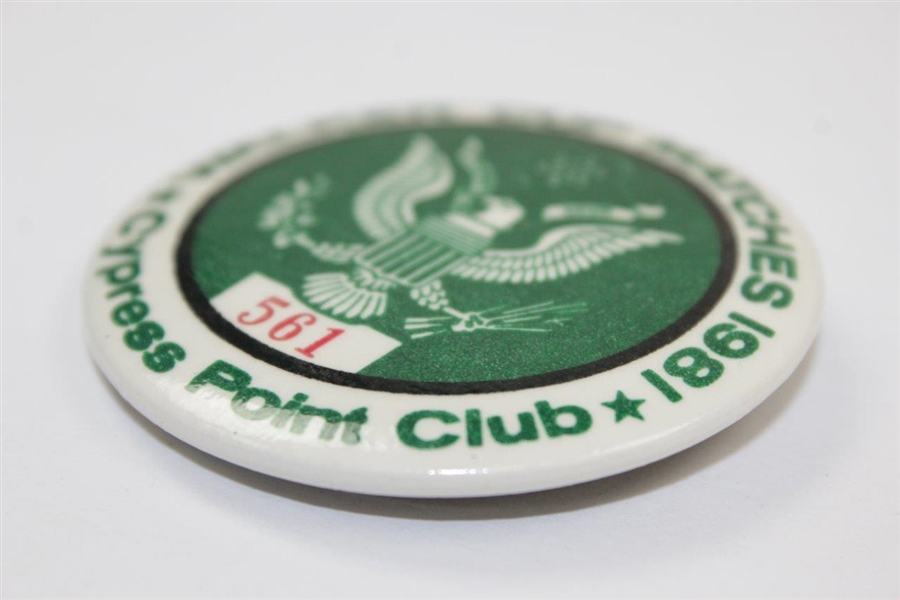 Hal Sutton's 1981 Walker Cup Matches at Cypress Point Club Badge #561