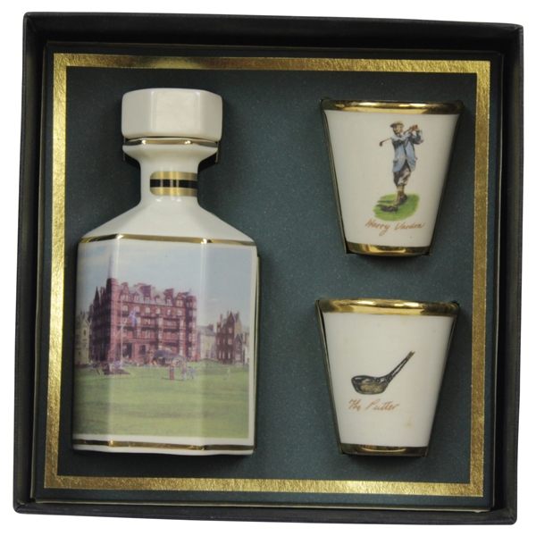 St. Andrews Millennium Collection Decanter with Two Shot Glasses by Bill Waugh in Original Box