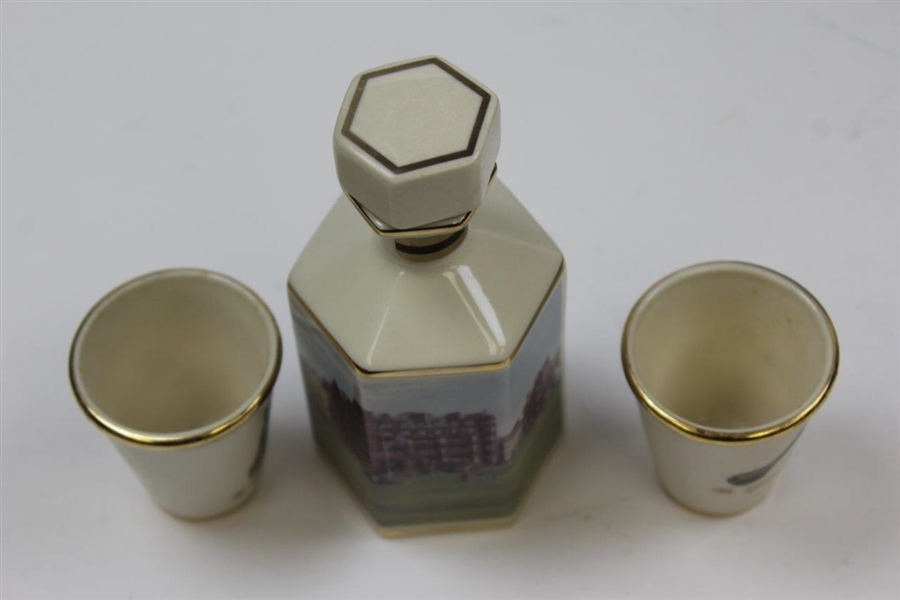 St. Andrews Millennium Collection Decanter with Two Shot Glasses by Bill Waugh in Original Box