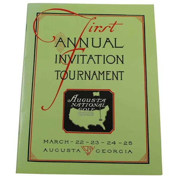 1934 'Augusta Invitational' Masters Tournament Reproduction Program