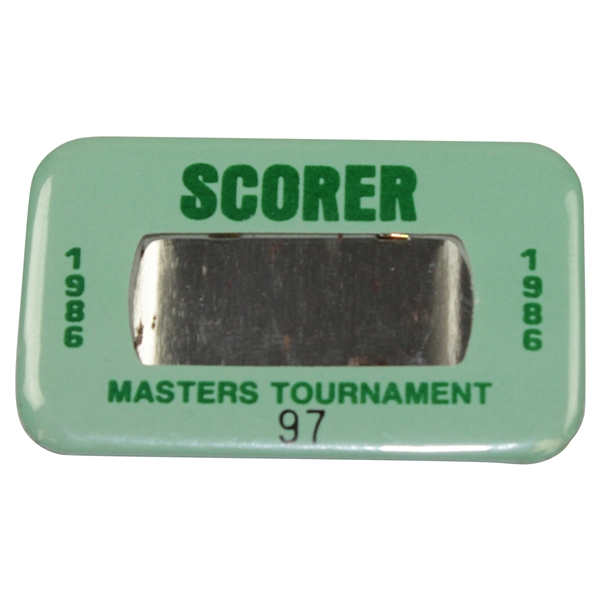 1986 Masters Tournament Scorer Badge #97 - Jack Nicklaus' 6th Green Jacket