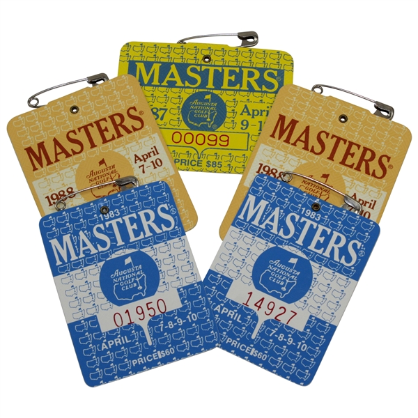 1983(x2), 1988(x2), & 1987 Masters Tournament SERIES Badges