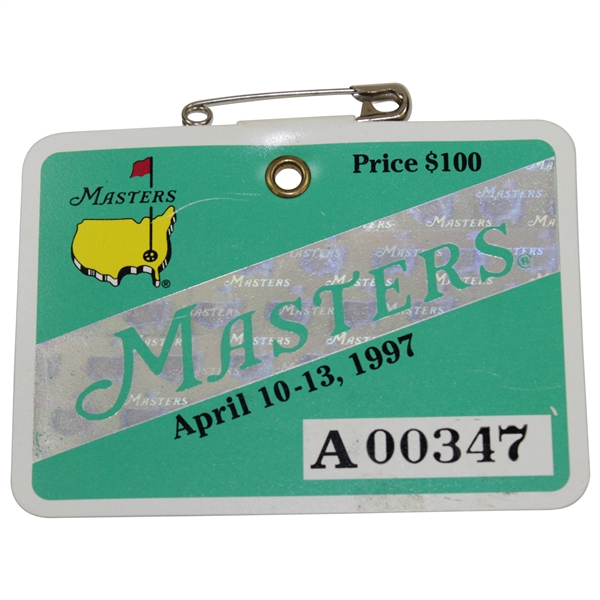 1997 Masters Tournament SERIES Badge #A00347 - Tiger Woods First Green Jacket