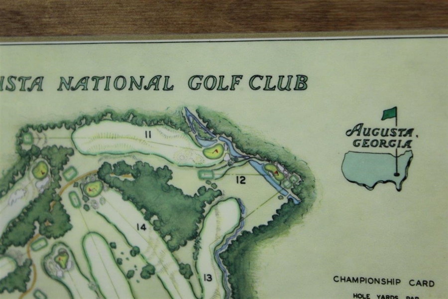 Herman Keiser Signed Vintage Augusta National Golf Club Course Layout on Wood JSA ALOA