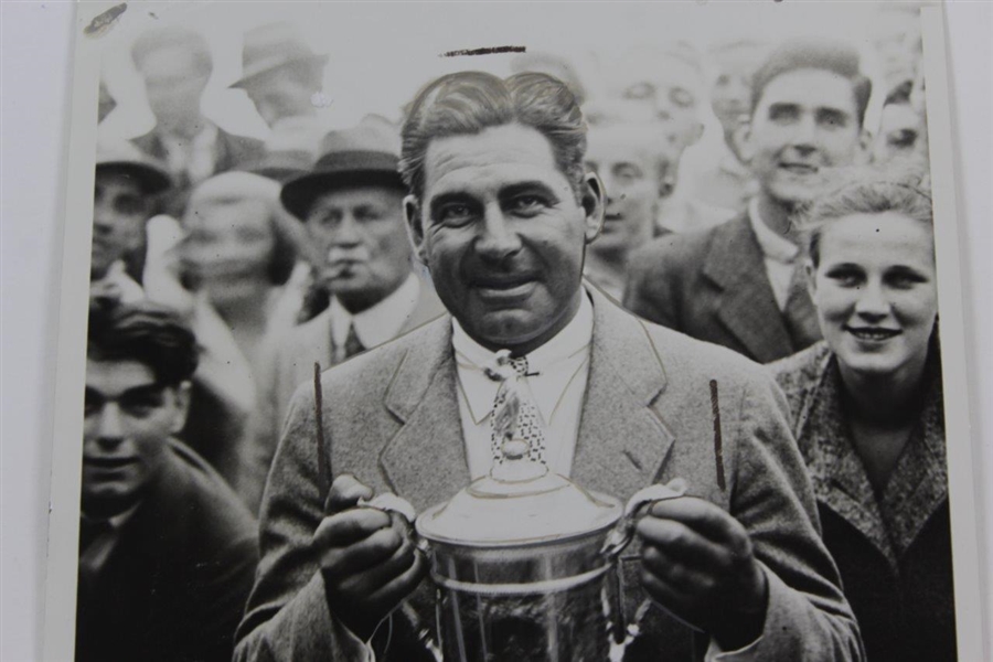 Olin Dutra with 1934 US Open Trophy at Merion Press Photo - 6/9/1934