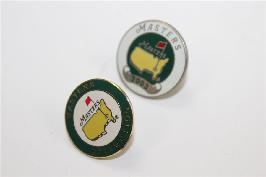 2003 Masters Ball marker, Undated Masters Pin, & Three (2003, 2004, 2017) Commemorative Pins