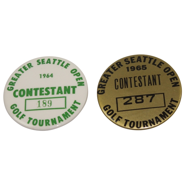 Charles Coody's 1964 & 1965 Greater Seattle Open Contestant Badges