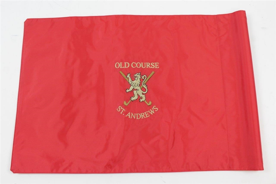 Jack Nicklaus Signed Old Course St. Andrews Embroidered Red Flag with Letter JSA ALOA