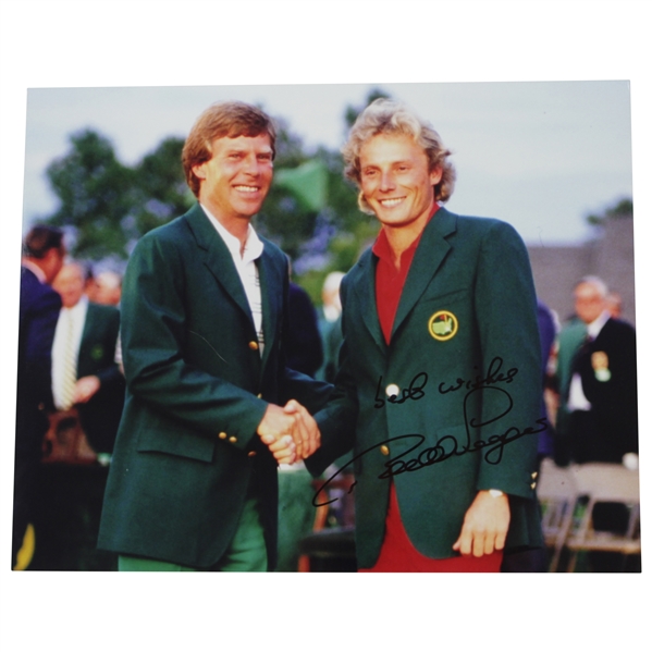 Bernhard Langer Signed Photo at 1983 Masters With Green Jacket JSA ALOA
