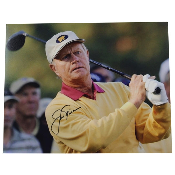 Jack Nicklaus Signed Photo Yellow Sweater & Golden Bear Hat with Letter - JSA ALOA