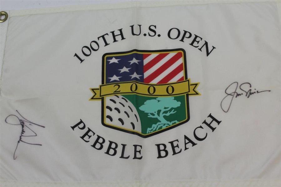 Tiger Woods & Jack Nicklaus Signed 2000 US Open at Pebble Beach Screen Flag JSA ALOA