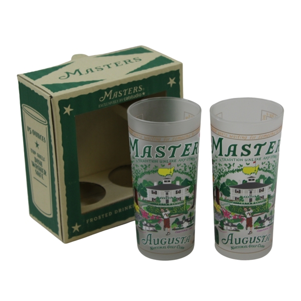 Augusta National Masters Exclusive Catstudio Frosted Drinking Glasses Set in Box