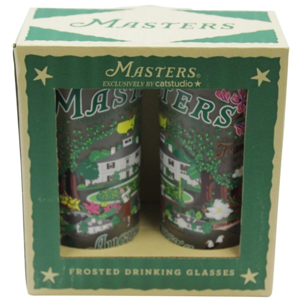 Augusta National Masters Exclusive Catstudio Frosted Drinking Glasses Set in Box