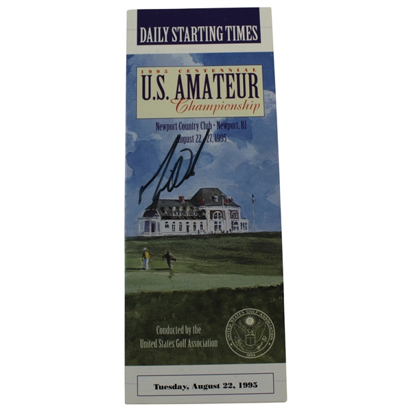 Tiger Woods Signed 1995 US Amateur at Newport CC Daily Starting Times Booklet JSA ALOA
