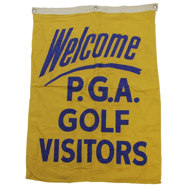 'Welcome - PGA Golf Visitors Yellow & Blue Flag with Grommets from 1952 Championship