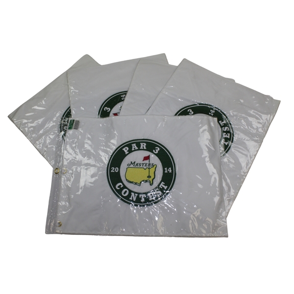 Five (5) 2014 Masters Par-3 Tournament Embroidered Flags in Original Sleeves