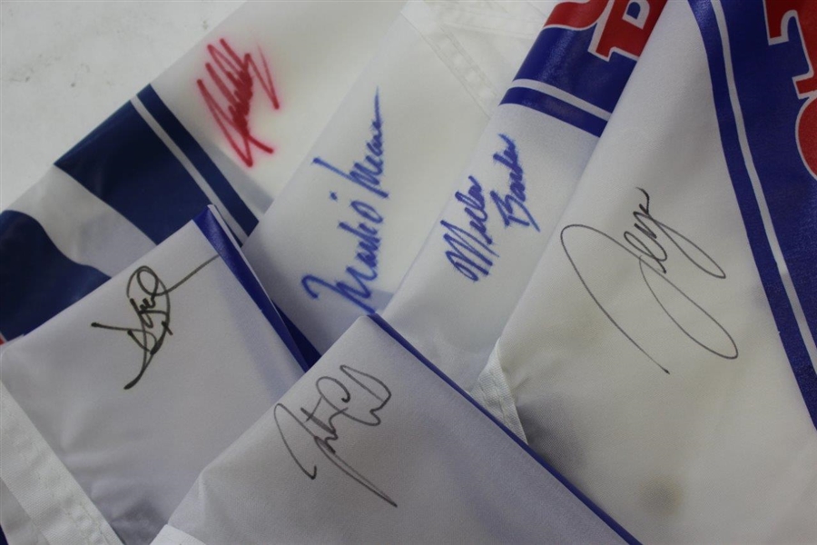 Sergio, Daly, Barker, Leonard, O'Meara, & Duval Signed PGA Tour Screen Flags JSA ALOA