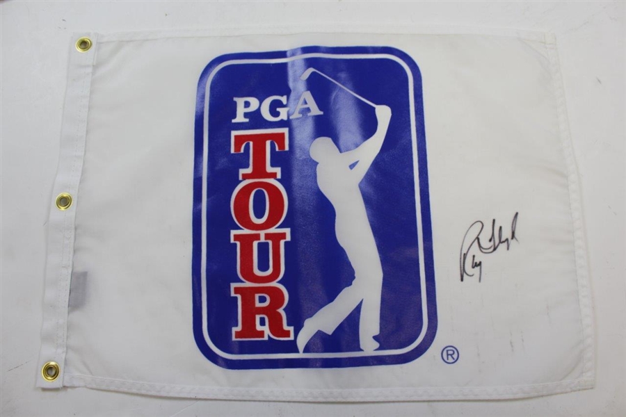 Floyd, Furyk, Hamilton (x2), Weir, & Toms Signed PGA Tour Screen Flags JSA ALOA