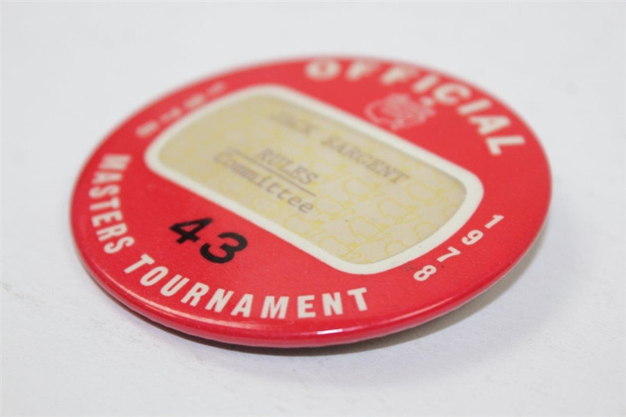 Jack Sargent's 1978 Masters Tournament Official Rules/Committee Badge #43