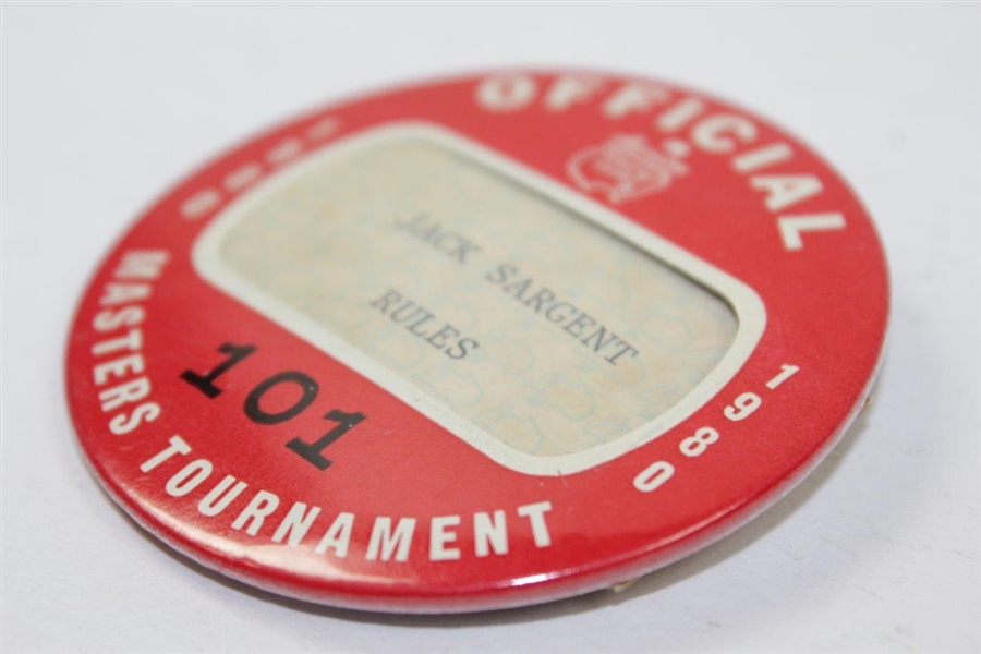 Jack Sargent's 1980 Masters Tournament Official Rules Badge #101
