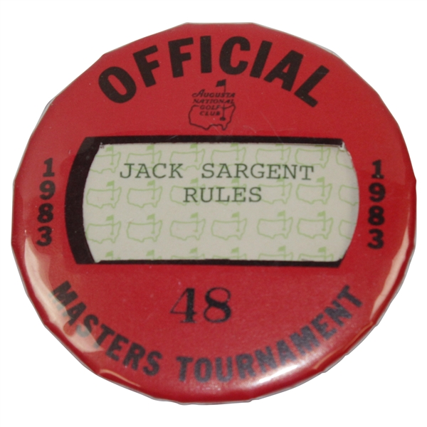 Jack Sargent's 1983 Masters Tournament Official Rules Badge #48