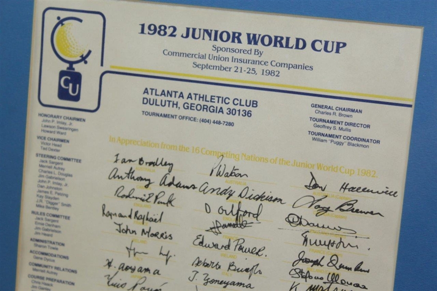 Jack Sargent's 1982 Junior World Cup at Atlanta Athletic Club Program Display
