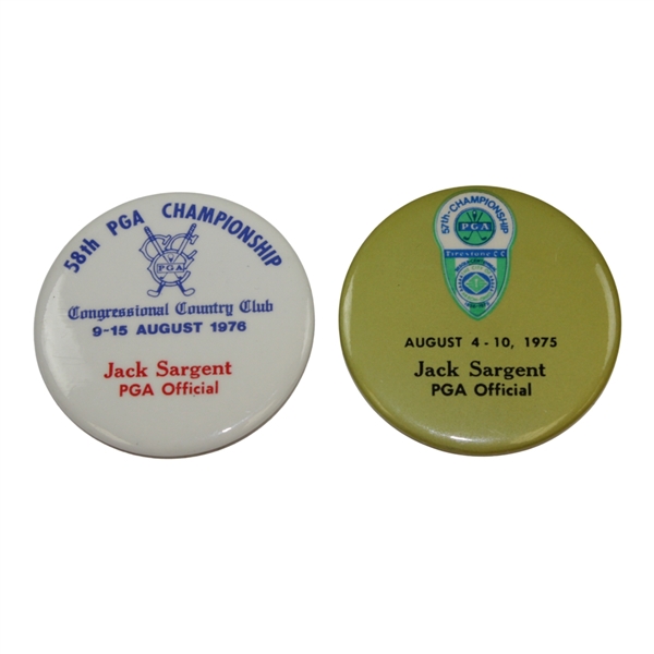 Jack Sargent's 1976 PGA at AAC Officials Badge  & 1975 PGA at Firestone Officials Badge