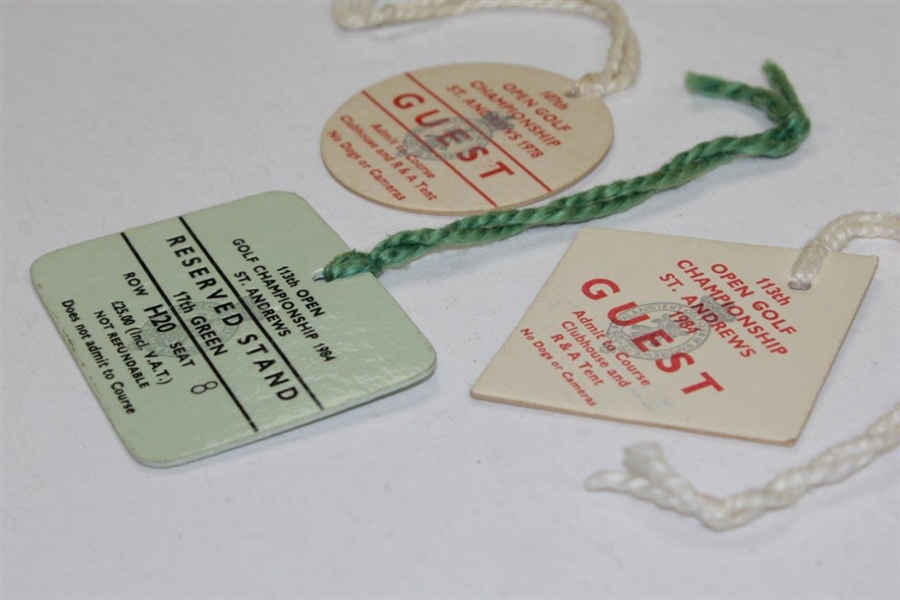 Jack Sargent's 1978 Guest, 1984 Guest, & 1984 Reserved OPEN Championship Tickets