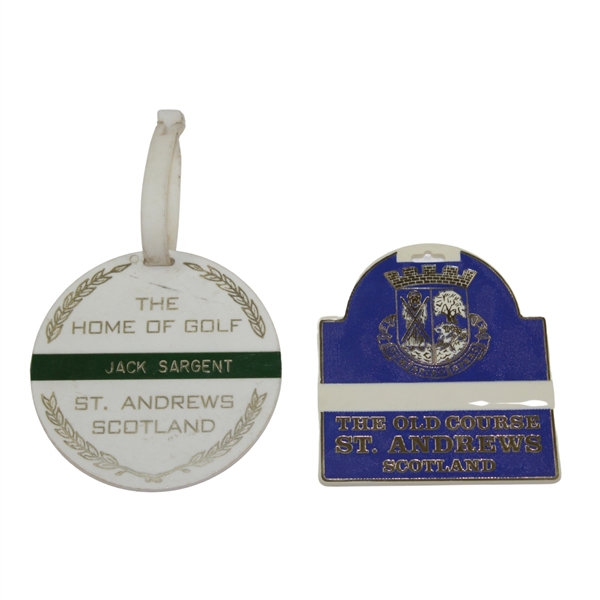 Jack Sargent's St. Andrews Home of Golf Bag Tag with Blue Old Course Bag Tag