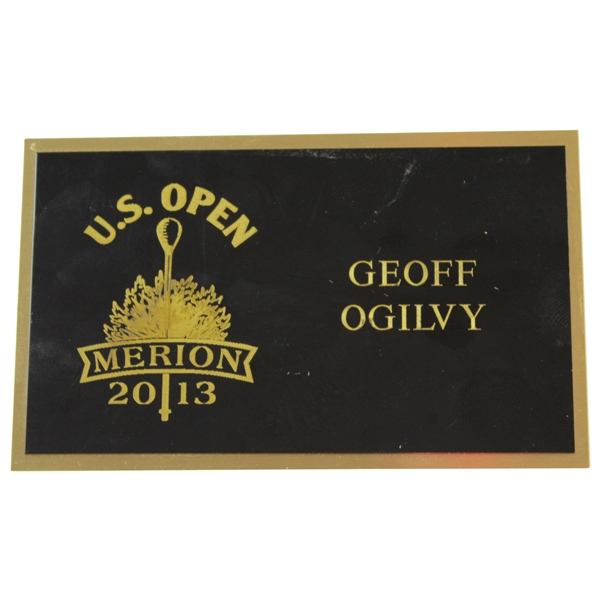2013 U.S. Open at Merion Geoff Ogilvy’s Player Locker Nameplate 