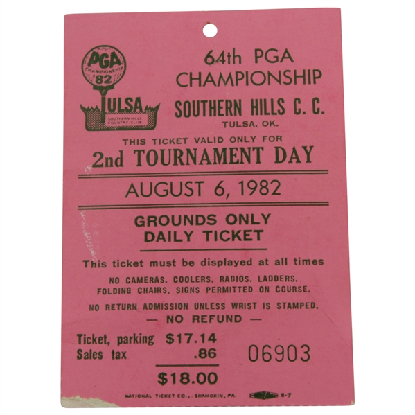 1982 PGA Championship at Southern Hills CC 2nd Rd Ticket #06903
