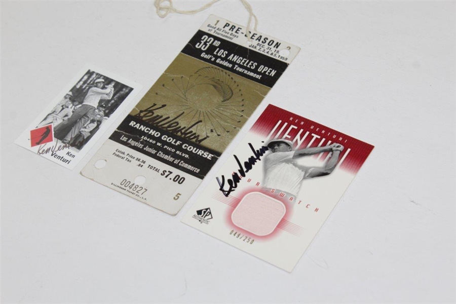 Ken Venturi Signed 1959 LA Open, Upper Deck Card, & Millhouse Card JSA ALOA