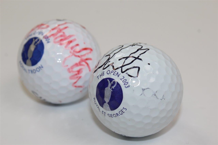 Ben Curtis & Todd Hamilton Signed OPEN Logo Golf Balls JSA ALOA