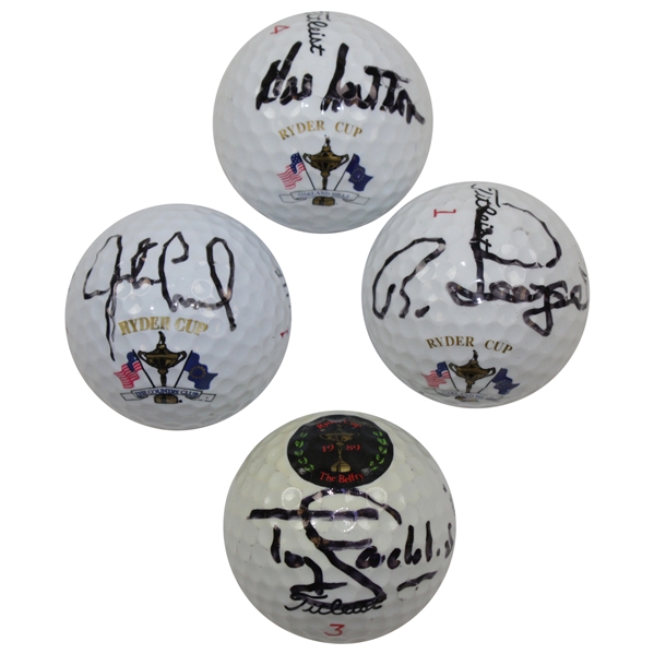 J.Leonard, B. Langer, T. Jackling, & Hal Sutton Signed Ryder Cup Logo Golf Balls JSA ALOA