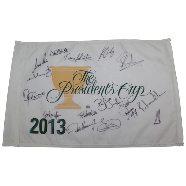 European Team Signed 2013 The President's Cup Embroidered Flag JSA ALOA