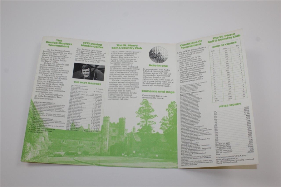 1974 Dunlop Masters St. Pierre Golf & Country Club Program with Pairing Sheet
