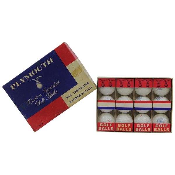 Plymouth Custom Imprinted Golf Balls Set Of 12 In Box