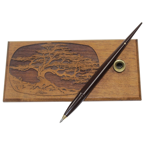 Vintage Pebble Lone Cypress Solid American Walnut Desk Set With Pen