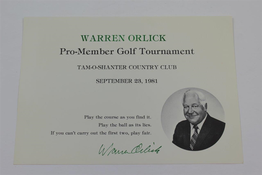 1981 Warren Orlick Pro-Member Golf Tournament Program -Sargent Family Collection
