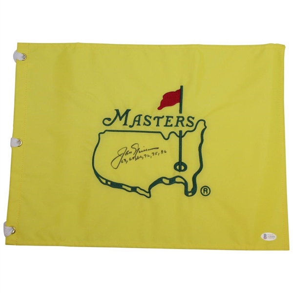Jack Nicklaus Signed Masters Embroidered Undated Flag with Years Won Inscription BECKETT #A50401